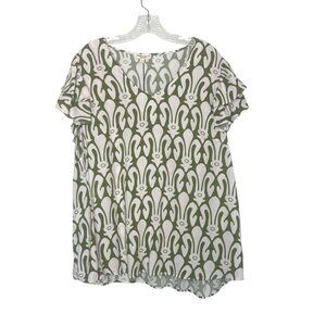Christian Siriano New York Blouse Shirt Womens 1X Green White New